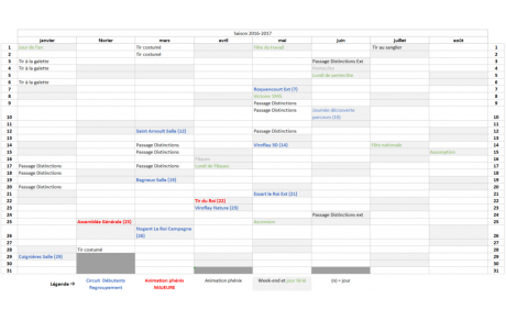 Calendrier des Animations 2017